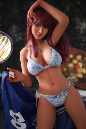 AIMI (EU Stock) 149cm (4'10.7") Bust 73 cm Standing Brown Curly Hair TPE Realistic Sex Doll (No.73)
